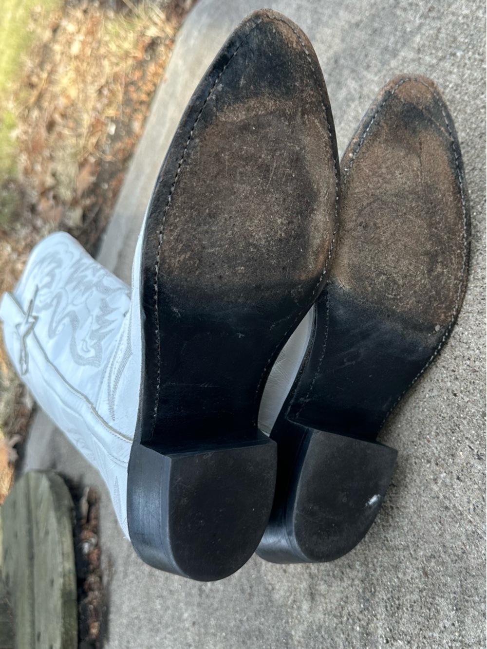 Lucchese Dallas Cowboy Cheerleader Boots 9 White Star Embroidered Football - Picture 11 of 13